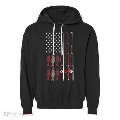 USA Flag Fishing Dad Grandpa Vintage Fishing Dad Garment-Dyed Fleece Hoodie
