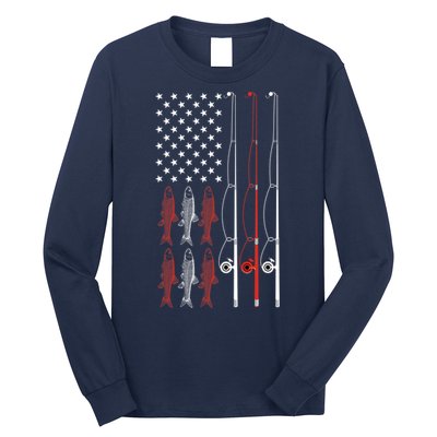 USA Flag Fishing Dad Grandpa Vintage Fishing Dad Long Sleeve Shirt