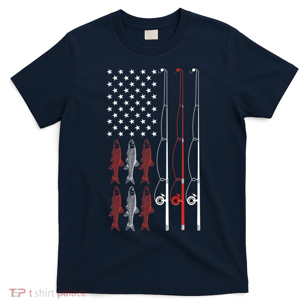 USA Flag Fishing Dad Grandpa Vintage Fishing Dad T-Shirt
