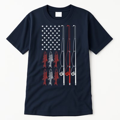 USA Flag Fishing Dad Grandpa Vintage Fishing Dad Tall T-Shirt