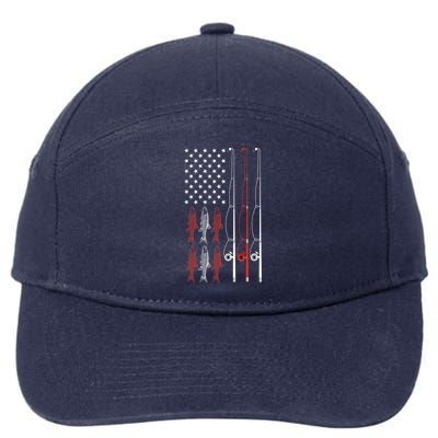 USA Flag Fishing Dad Grandpa Vintage Fishing Dad 7-Panel Snapback Hat