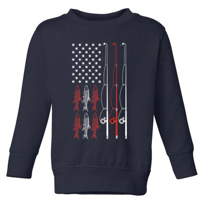 USA Flag Fishing Dad Grandpa Vintage Fishing Dad Toddler Sweatshirt