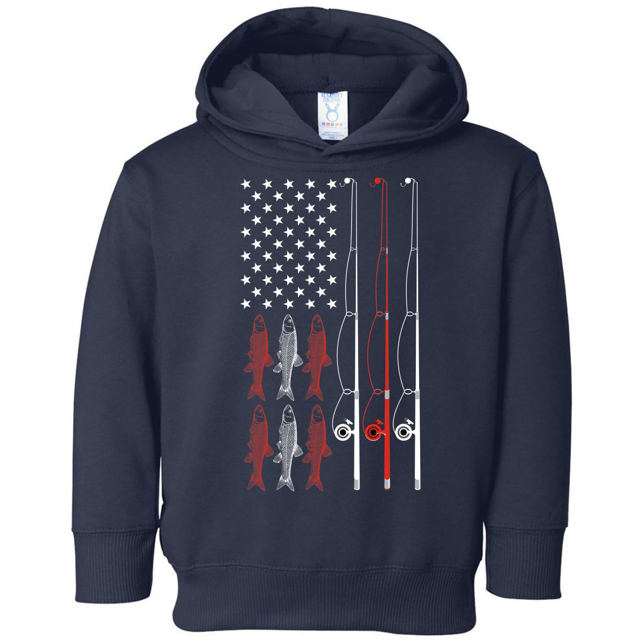 USA Flag Fishing Dad Grandpa Vintage Fishing Dad Toddler Hoodie