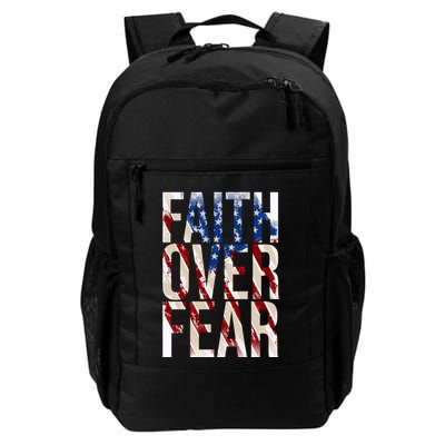 Usa Flag Faith Over Fear Christian American Jesus Daily Commute Backpack