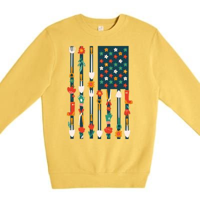 USA Flower Flag Garden Premium Crewneck Sweatshirt