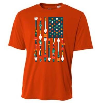 USA Flower Flag Garden Cooling Performance Crew T-Shirt