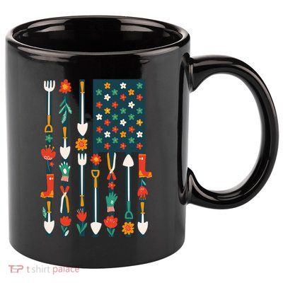USA Flower Flag Garden 11oz C Handle Ceramic Mug