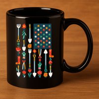 USA Flower Flag Garden 11oz C Handle Ceramic Mug