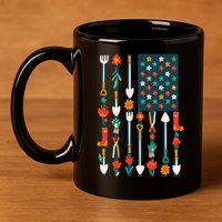 USA Flower Flag Garden 11oz C Handle Ceramic Mug