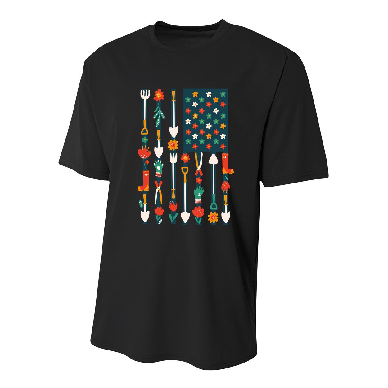 USA Flower Flag Garden Youth Performance Sprint T-Shirt