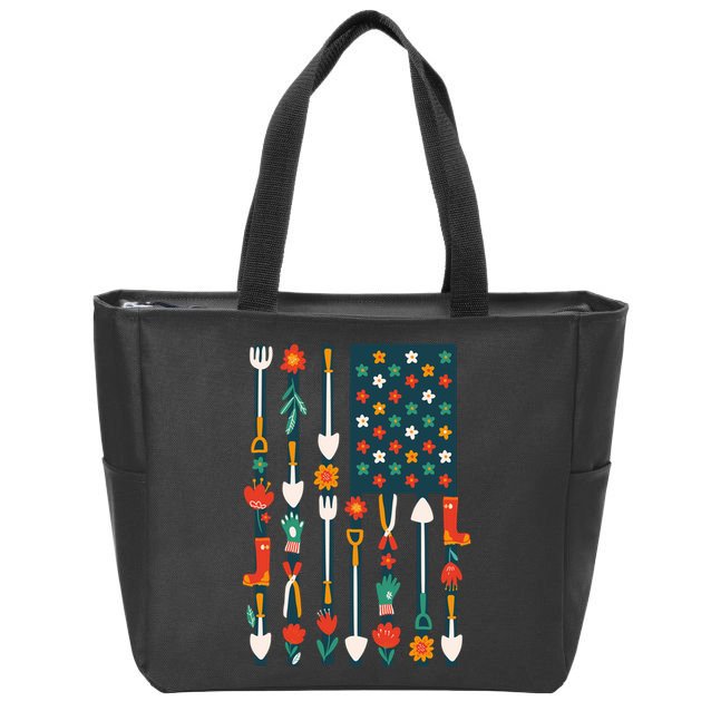 USA Flower Flag Garden Zip Tote Bag