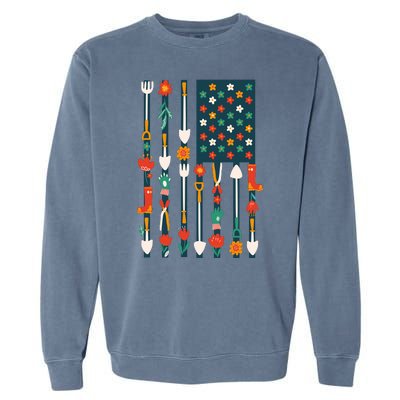 USA Flower Flag Garden Garment-Dyed Sweatshirt