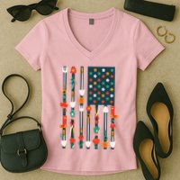 USA Flower Flag Garden Women's V-Neck T-Shirt