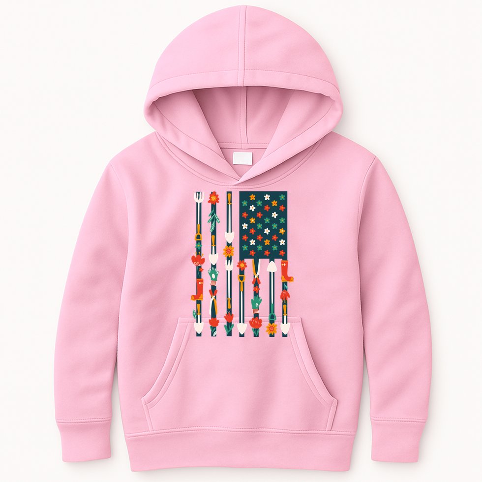 USA Flower Flag Garden Kids Hoodie