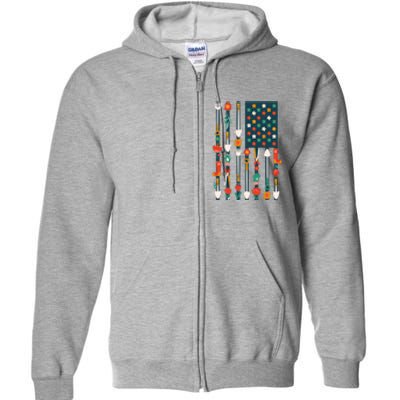 USA Flower Flag Garden Full Zip Hoodie