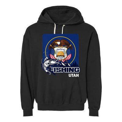 Utah Fishing Flag Of Utah Fishing In Utah Garment-Dyed Fleece Hoodie