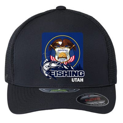Utah Fishing Flag Of Utah Fishing In Utah Flexfit Unipanel Trucker Cap
