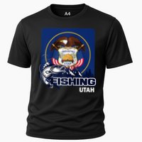 Utah Fishing Flag Of Utah Fishing In Utah Cooling Performance Crew T-Shirt