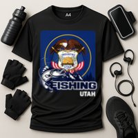 Utah Fishing Flag Of Utah Fishing In Utah Cooling Performance Crew T-Shirt