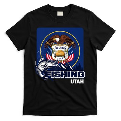 Utah Fishing Flag Of Utah Fishing In Utah T-Shirt