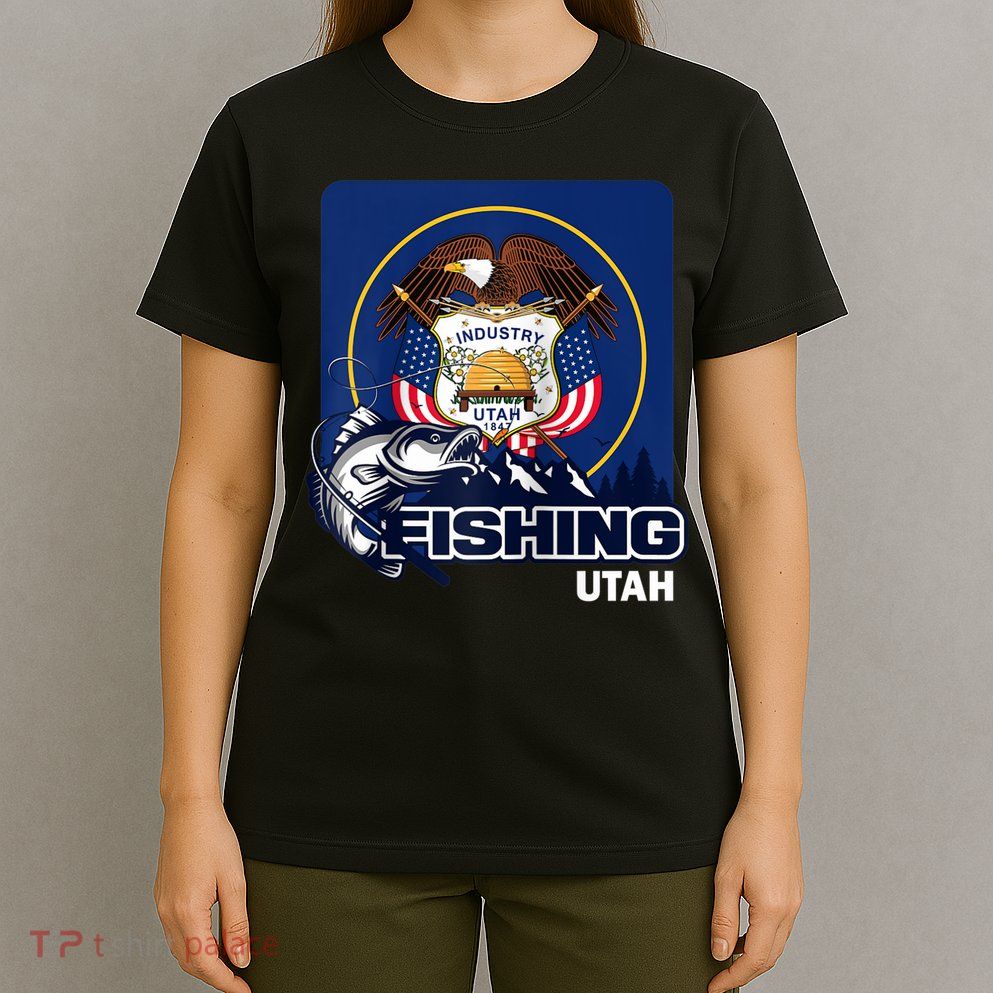 Utah Fishing Flag Of Utah Fishing In Utah T-Shirt