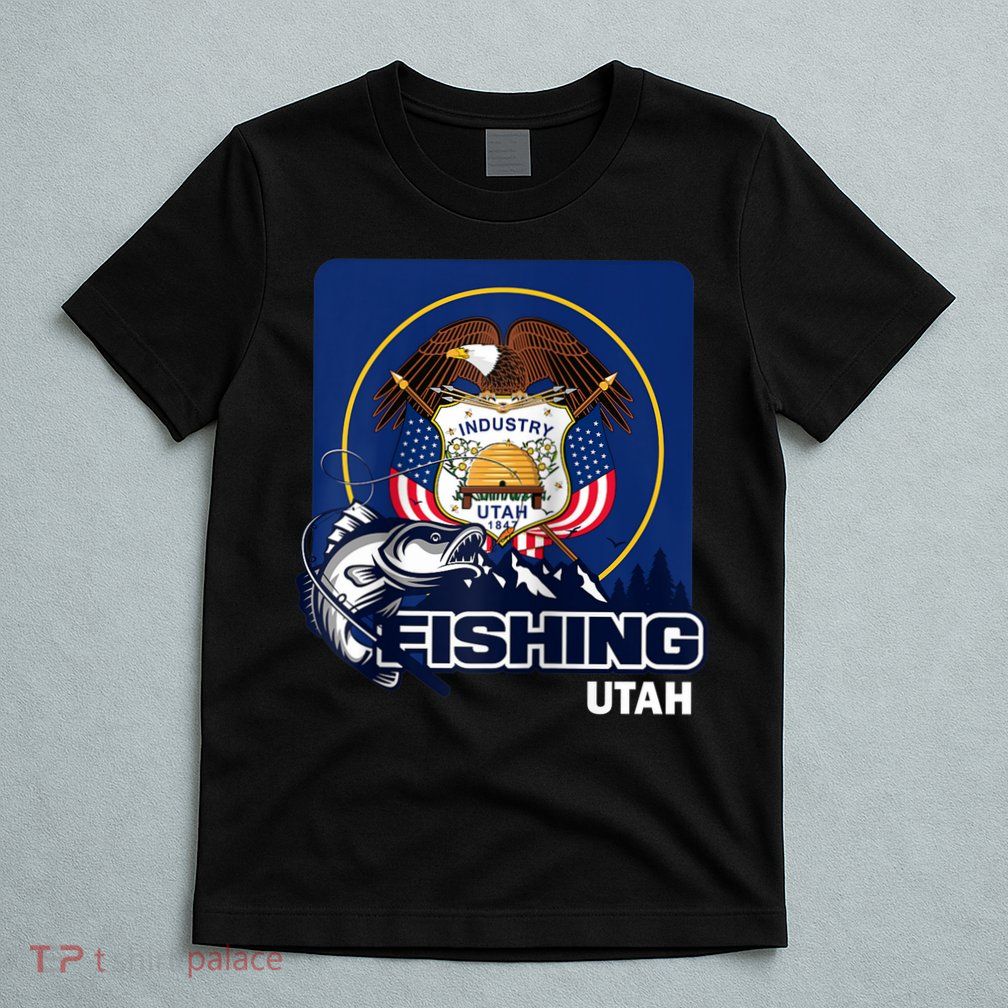 Utah Fishing Flag Of Utah Fishing In Utah T-Shirt