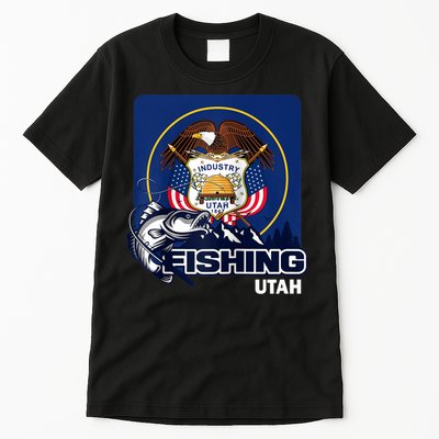 Utah Fishing Flag Of Utah Fishing In Utah Tall T-Shirt