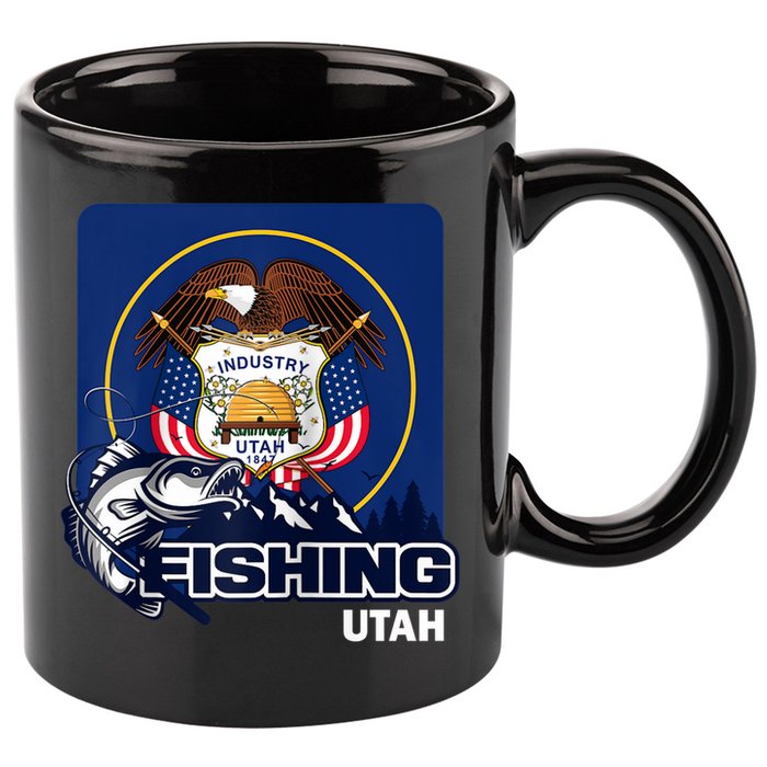 Utah Fishing Flag Of Utah Fishing In Utah 11oz C Handle Ceramic Mug