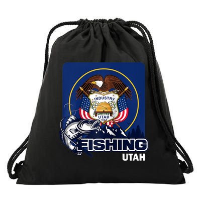 Utah Fishing Flag Of Utah Fishing In Utah Drawstring Bag