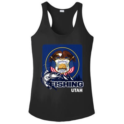 Utah Fishing Flag Of Utah Fishing In Utah Ladies PosiCharge Competitor Racerback Tank