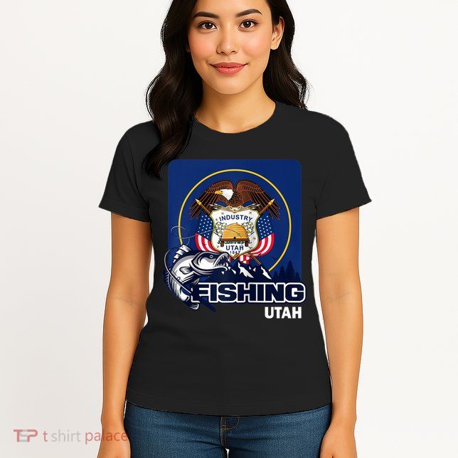 Utah Fishing Flag Of Utah Fishing In Utah Womens T-Shirt