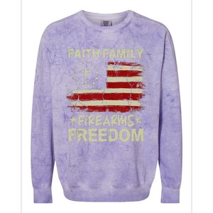 USA Flag Faith Family Firearms Freedom Patriotic Colorblast Crewneck Sweatshirt