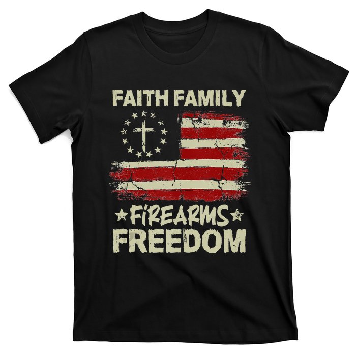 USA Flag Faith Family Firearms Freedom Patriotic T-Shirt