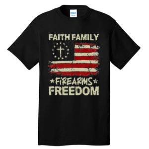 USA Flag Faith Family Firearms Freedom Patriotic Tall T-Shirt