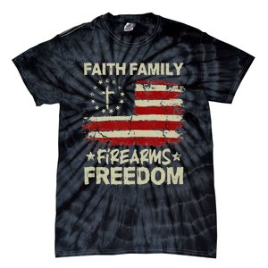 USA Flag Faith Family Firearms Freedom Patriotic Tie-Dye T-Shirt