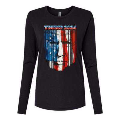 Us Flag Face Trump 2024 Vintage Donald Trump 4th Of July Gift Womens Cotton Relaxed Long Sleeve T-Shirt