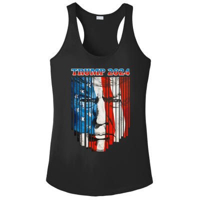 Us Flag Face Trump 2024 Vintage Donald Trump 4th Of July Gift Ladies PosiCharge Competitor Racerback Tank