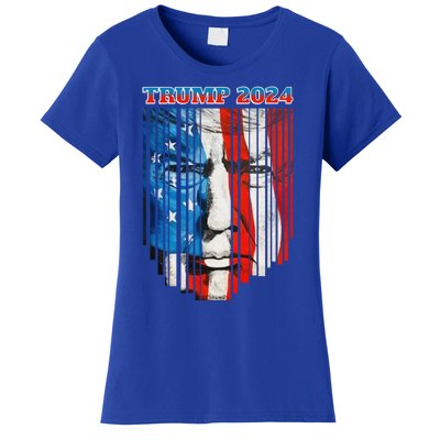 Us Flag Face Trump 2024 Vintage Donald Trump 4th Of July Gift Women's T-Shirt