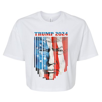 Us Flag Face Trump 2024 Vintage Donald Trump 4th Of July Gift Bella+Canvas Jersey Crop Tee