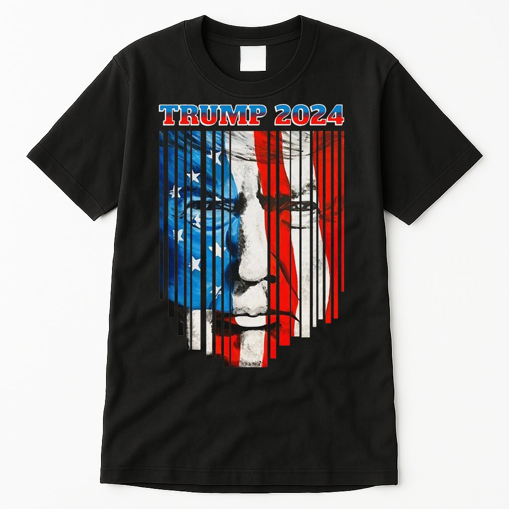 US Flag Face Trump 2024 Vintage Donald Trump 4th of July Tall T-Shirt