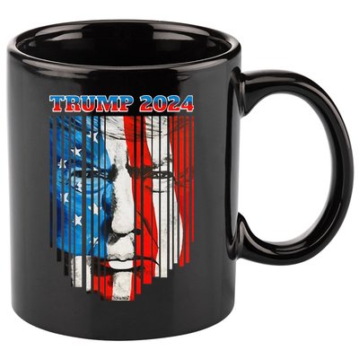 US Flag Face Trump 2024 Vintage Donald Trump 4th of July 11oz C Handle Ceramic Mug
