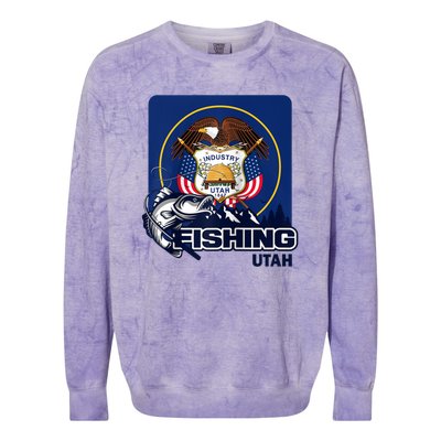 Utah Fishing Flag Of Utah Fishing In Utah Colorblast Crewneck Sweatshirt