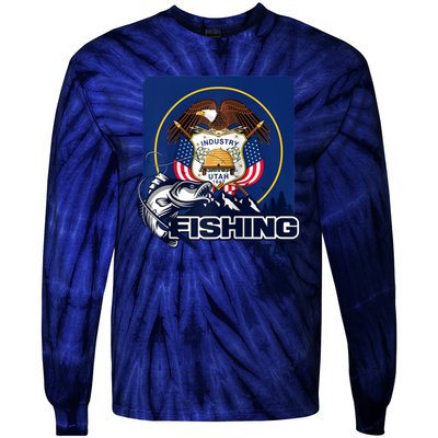 Utah Fishing Flag Of Utah Fishing In Utah Tie-Dye Long Sleeve Shirt