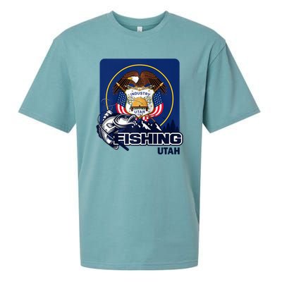 Utah Fishing Flag Of Utah Fishing In Utah Sueded Cloud Jersey T-Shirt