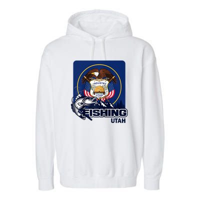 Utah Fishing Flag Of Utah Fishing In Utah Garment-Dyed Fleece Hoodie