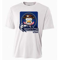 Utah Fishing Flag Of Utah Fishing In Utah Cooling Performance Crew T-Shirt