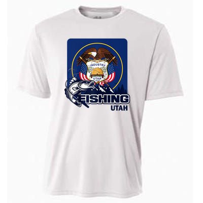 Utah Fishing Flag Of Utah Fishing In Utah Cooling Performance Crew T-Shirt