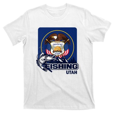 Utah Fishing Flag Of Utah Fishing In Utah T-Shirt