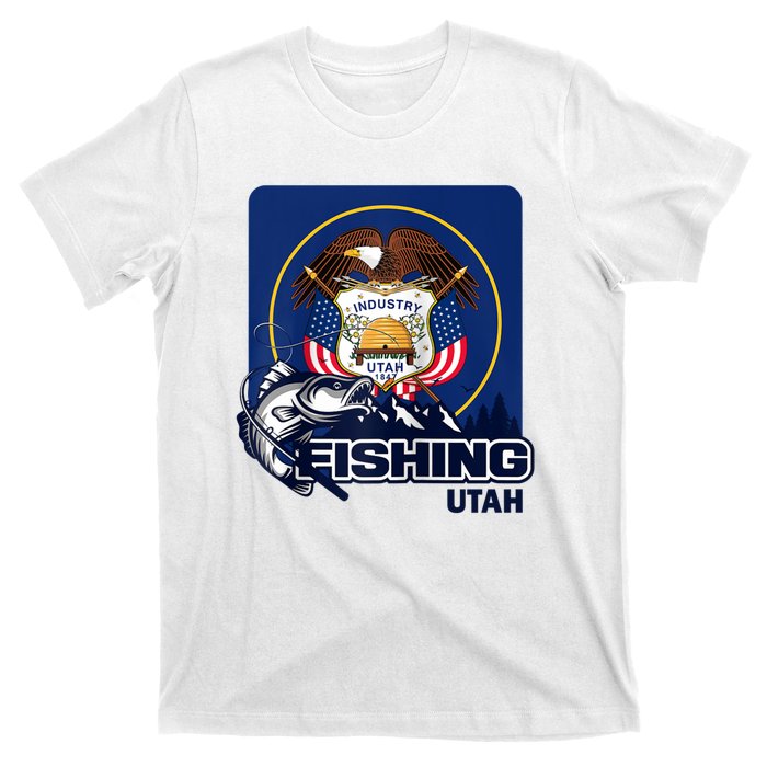 Utah Fishing Flag Of Utah Fishing In Utah T-Shirt