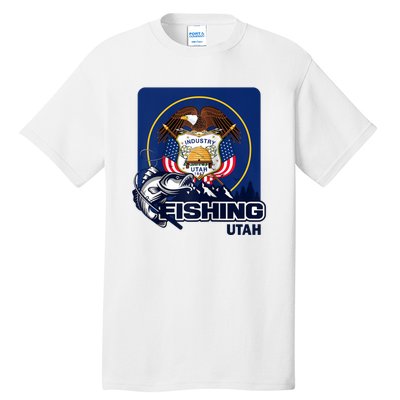 Utah Fishing Flag Of Utah Fishing In Utah Tall T-Shirt